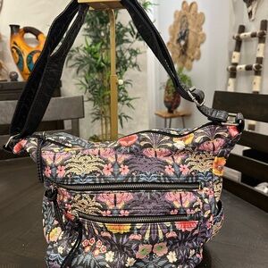 Bueno Black and Multicolor Floral Crossbody/ Shoulder Bag